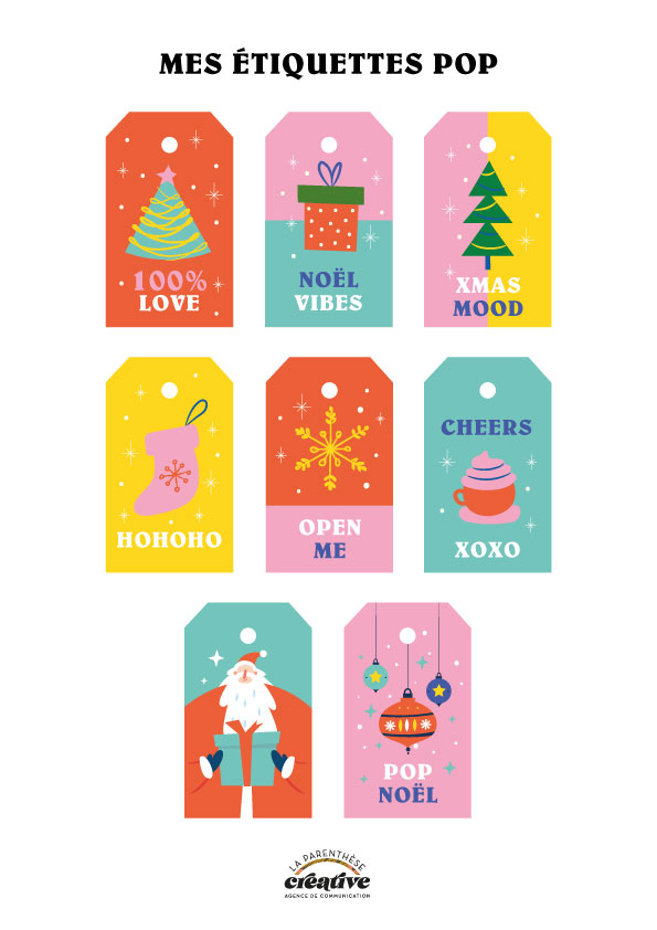 etiquettes cadeaux-Noel-pop